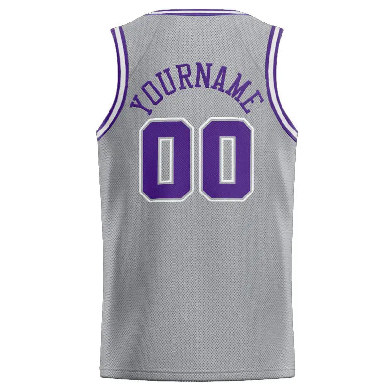 Custom Stitched Basketball Jersey for Men, Women And Kids Gray-Purple-White enthsush