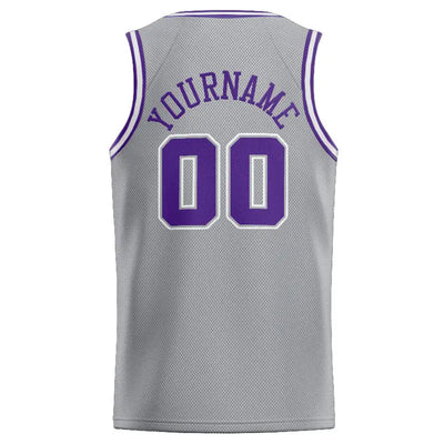 Custom Stitched Basketball Jersey for Men, Women And Kids Gray-Purple-White enthsush
