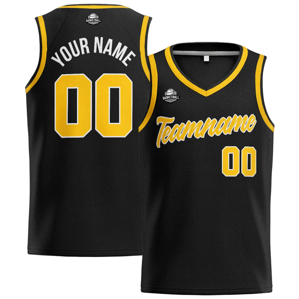 Custom Stitched Basketball Jersey for Men, Women  And Kids Black-Yellow enthsush