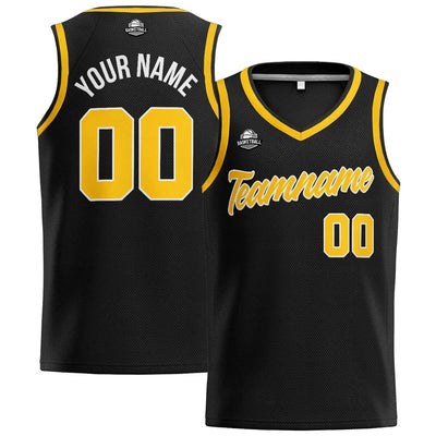 Custom Stitched Basketball Jersey for Men, Women  And Kids Black-Yellow enthsush
