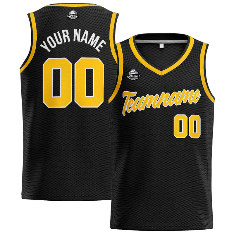 Custom Stitched Basketball Jersey for Men, Women  And Kids Black-Yellow
