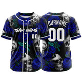 Custom Baseball Jersey Personalized Baseball Shirt for Men Women Kids Youth Teams Stitched and Print Rose Skull&Royal