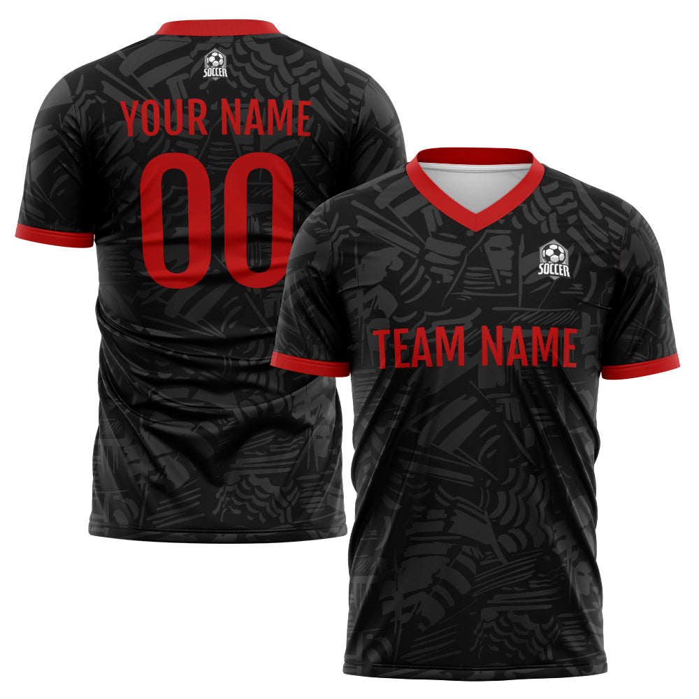 Custom Soccer Jerseys for Men Women Personalized Soccer Uniforms for Adult and Kid Black&Red enthsush