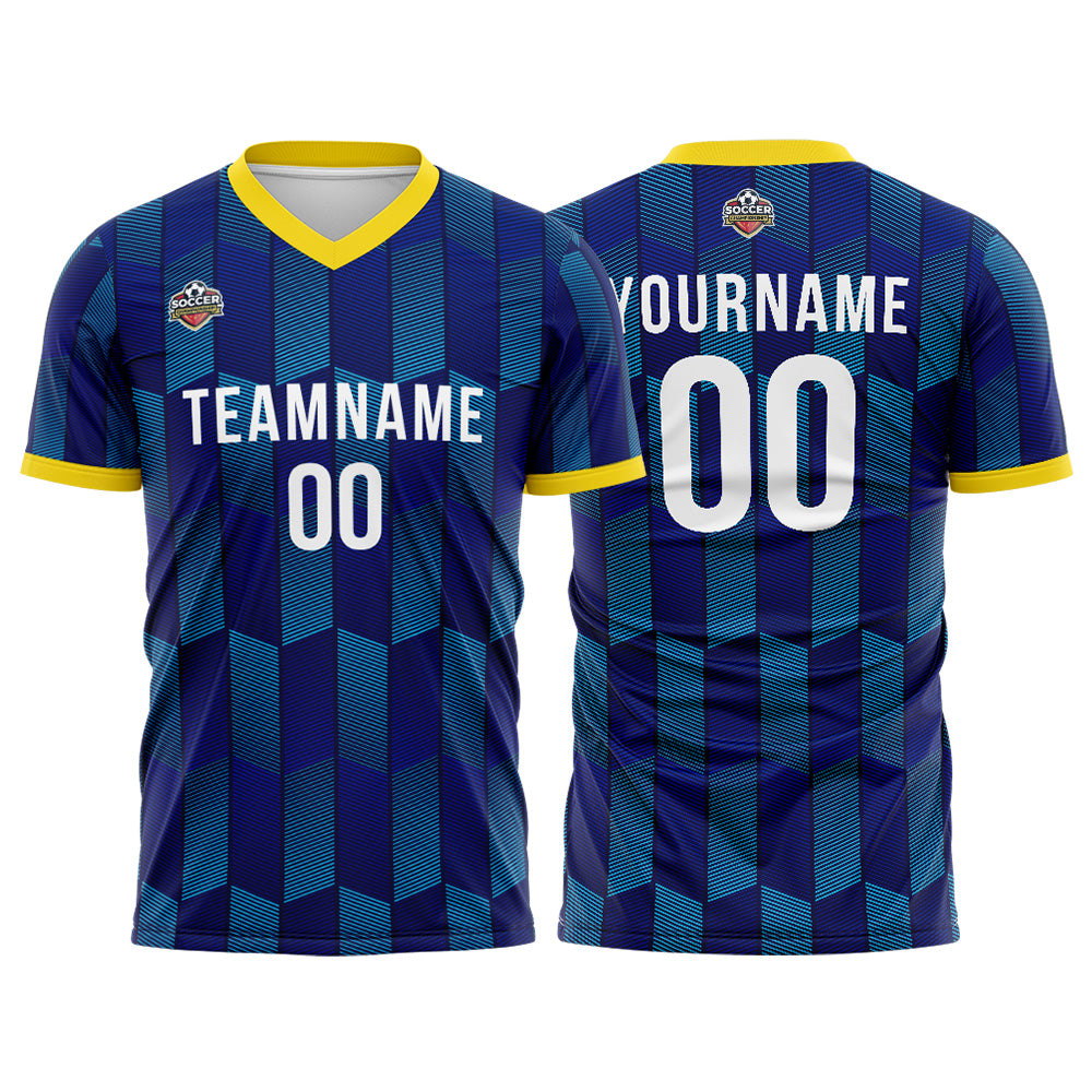 Custom Soccer Jerseys for Men Women Personalized Soccer Uniforms for Adult and Kid Navy-Yellow enthsush
