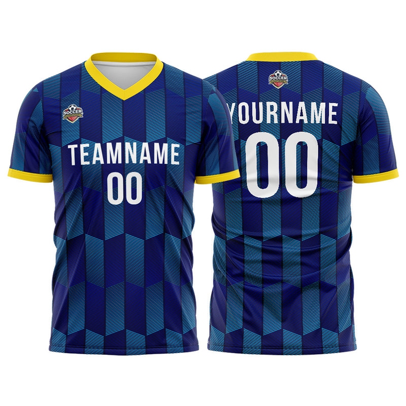 Custom Soccer Jerseys for Men Women Personalized Soccer Uniforms for Adult and Kid Navy-Yellow