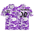 Custom Football Polo Shirts  Add Your Unique Logo/Name/Number Purple&White enthsush