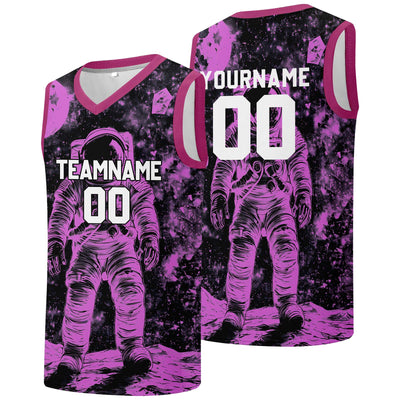 Custom basketball jersey for men and women. Stitched and printed name, number and logo Black&Pink enthsush