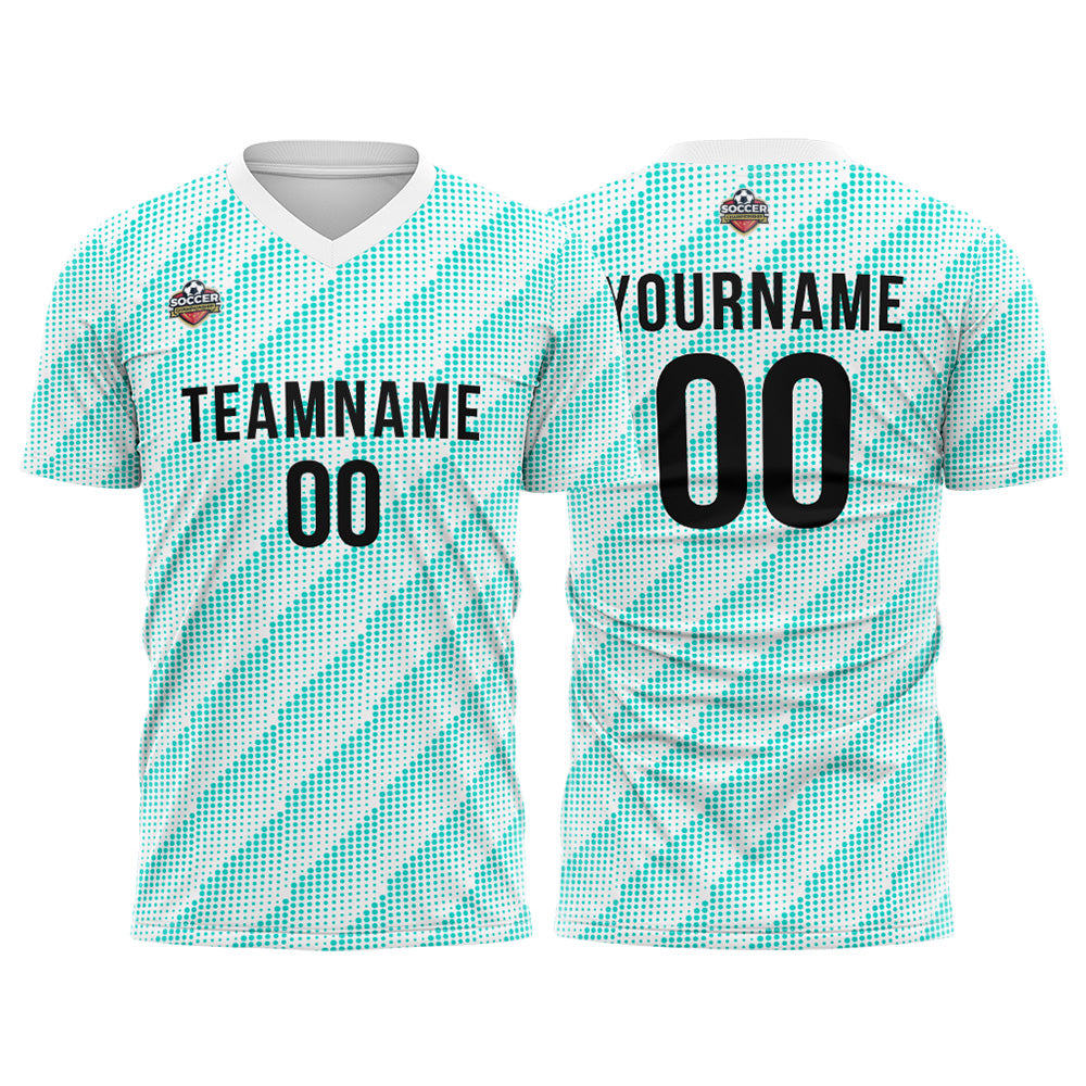 Custom Soccer Jerseys for Men Women Personalized Soccer Uniforms for Adult and Kid White-Teal enthsush