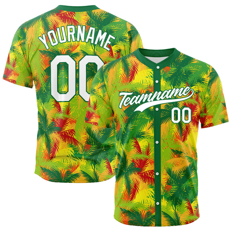 Custom Full Print Design Authentic Baseball Jersey Tropical palm