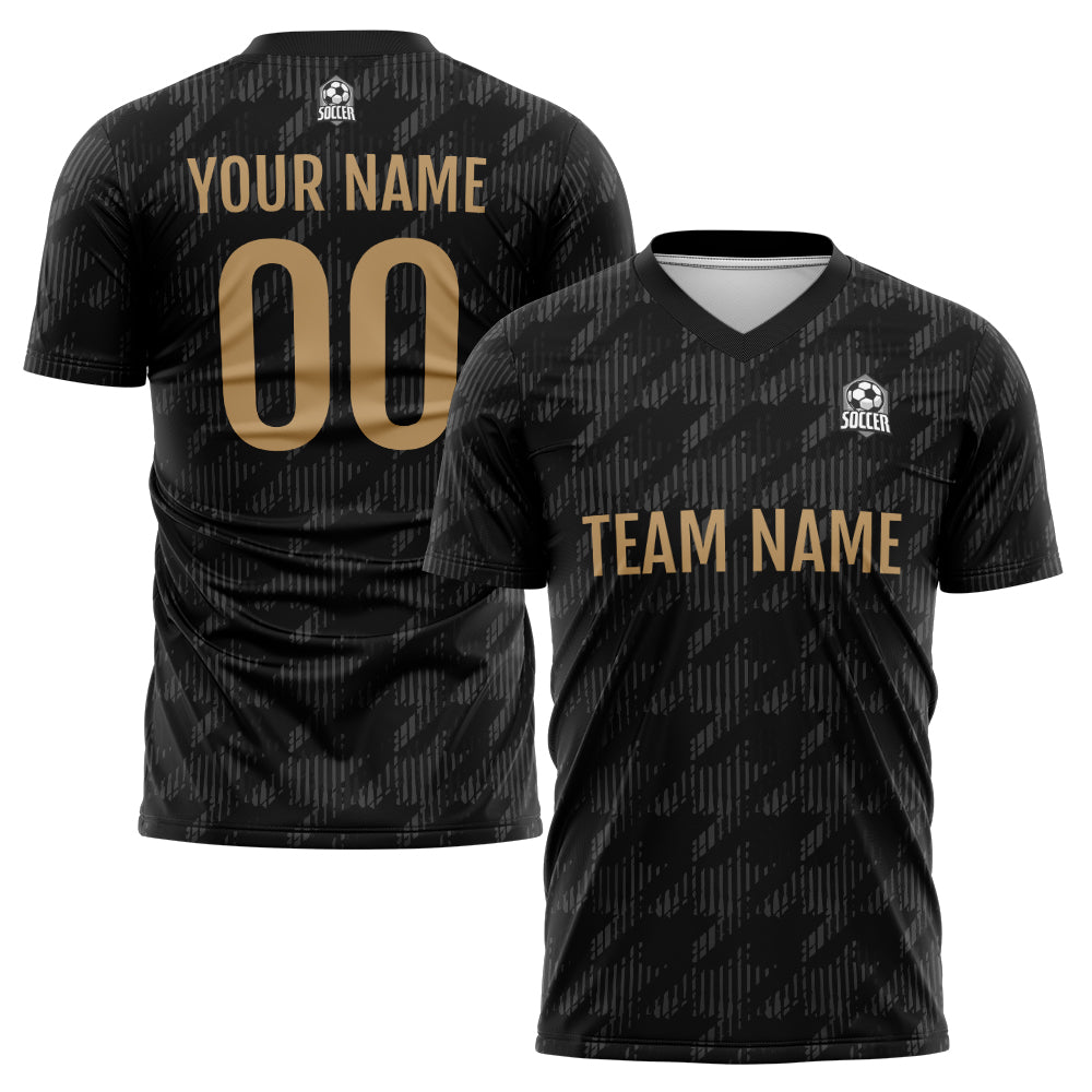 Custom Soccer Jerseys for Men Women Personalized Soccer Uniforms for Adult and Kid Black&Old Gold enthsush