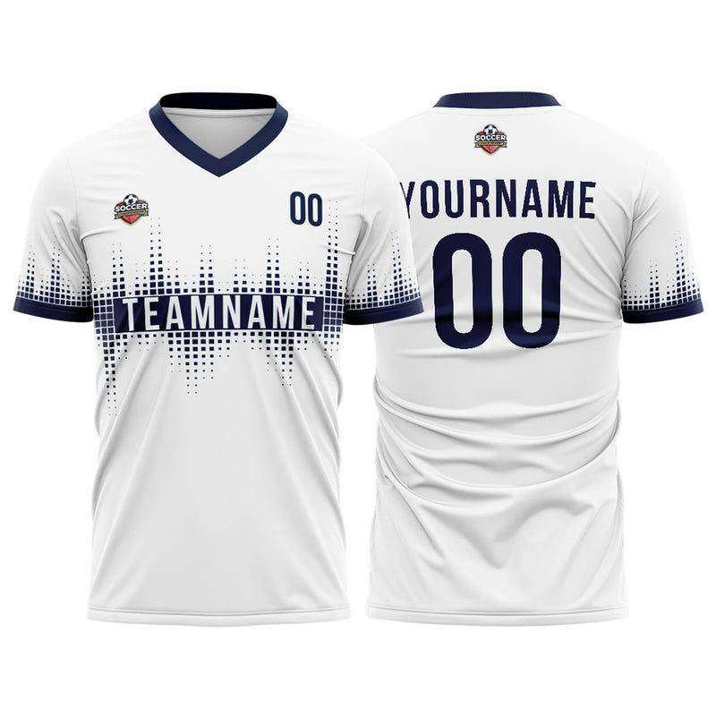 Custom Soccer Jerseys for Men Women Personalized Soccer Uniforms for Adult and Kid White-Navy