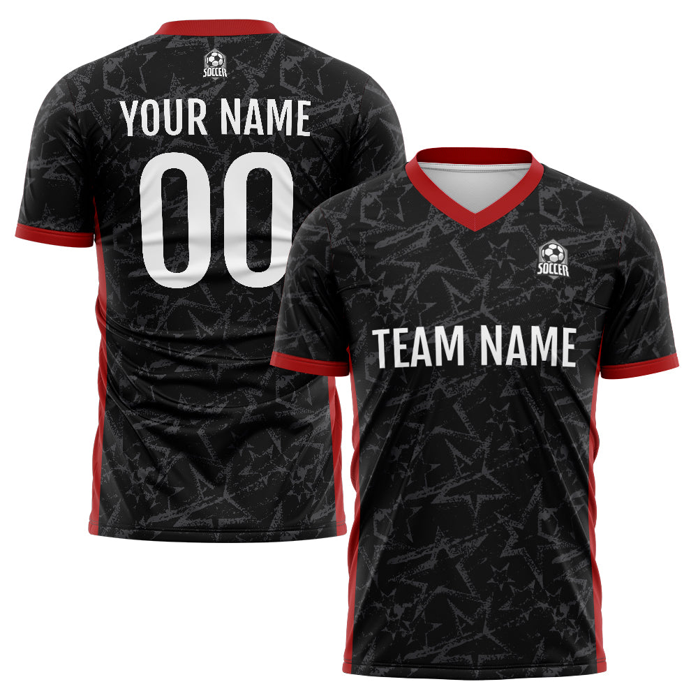 Custom Soccer Jerseys for Men Women Personalized Soccer Uniforms for Adult and Kid Black&Red&White enthsush