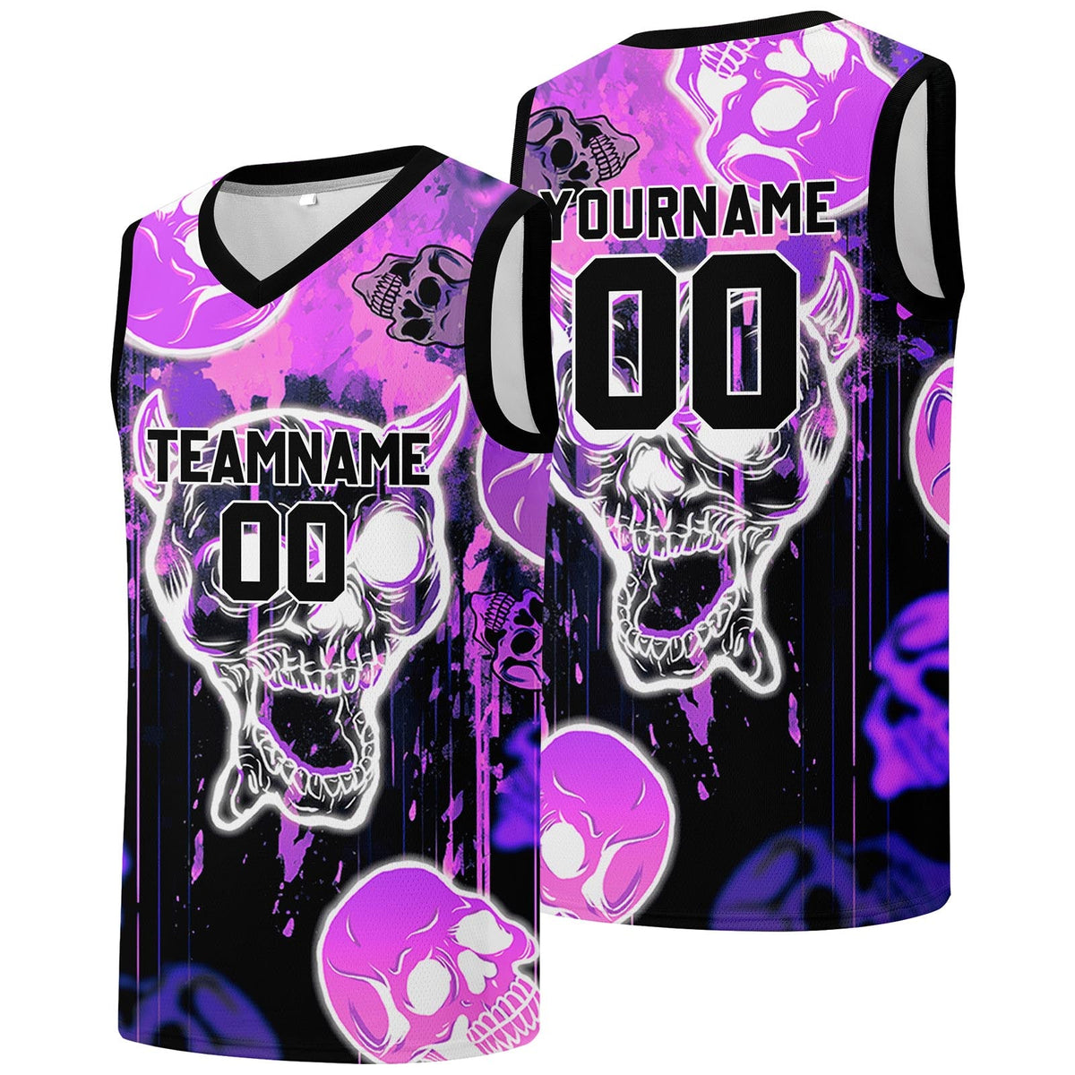 Custom basketball jersey for men and women. Stitched and printed name, number and logo Purple enthsush
