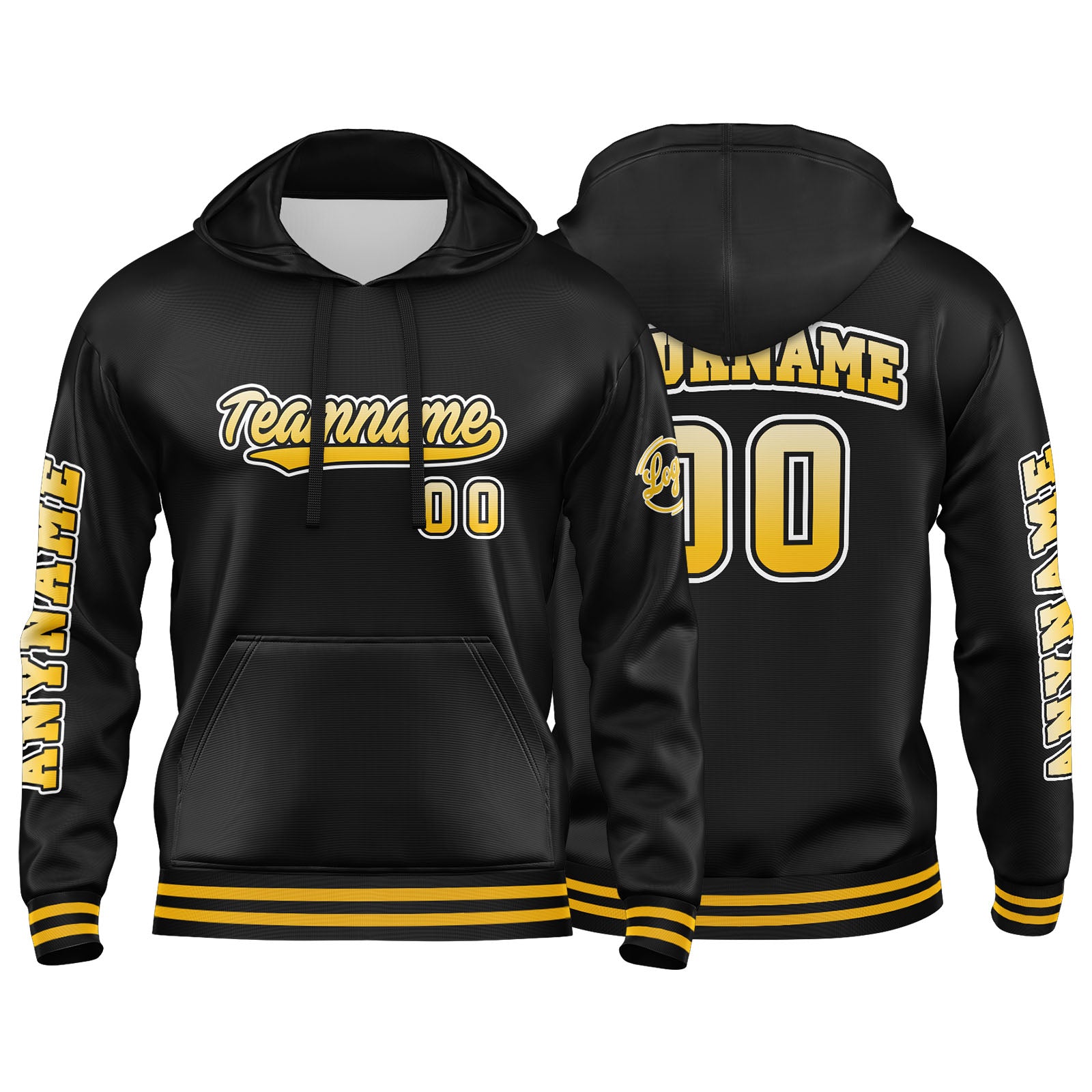 Custom Yellow Black Sweatshirt Hoodie For Men Women Girl Boy Print Your Logo Name Number enthsush
