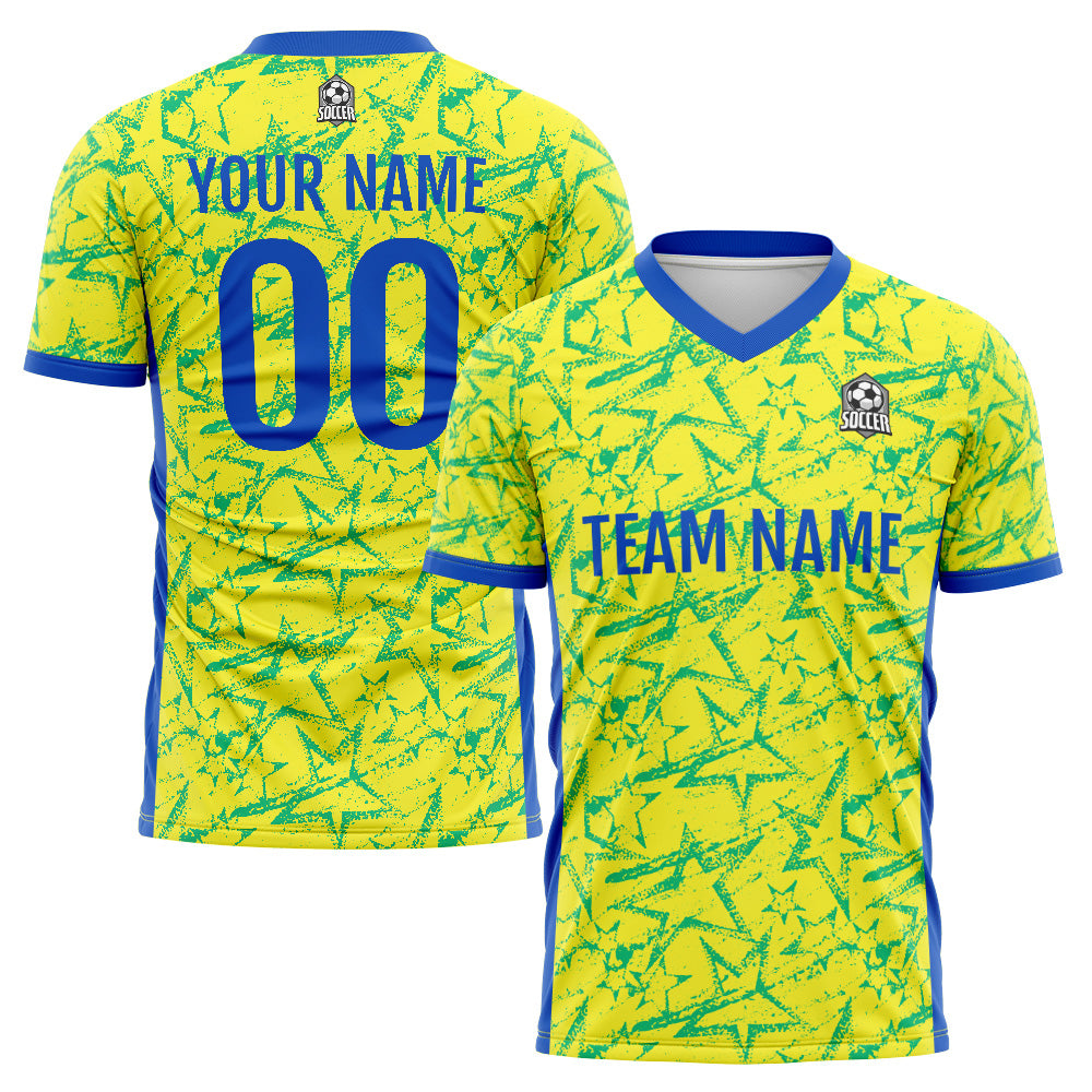 Custom Soccer Jerseys for Men Women Personalized Soccer Uniforms for Adult and Kid Yellow&Royal enthsush