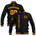 Custom Black Yellow Waterproof Varsity Jackets Personalized Stitched Name Number Logo to Letterman Jackets enthsush