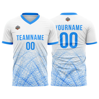 Custom Soccer Jerseys for Men Women Personalized Soccer Uniforms for Adult and Kid White-Blue enthsush
