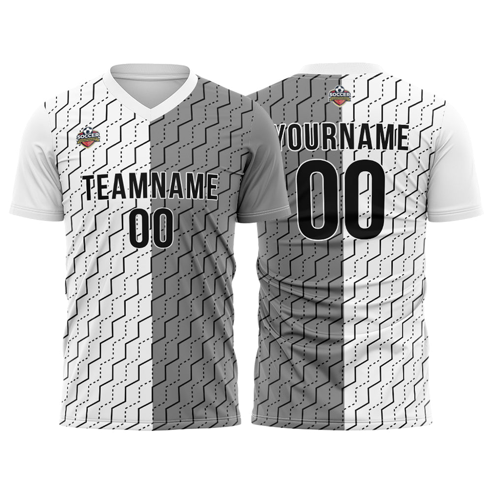 Custom Soccer Jerseys for Men Women Personalized Soccer Uniforms for Adult and Kid White-Gray enthsush