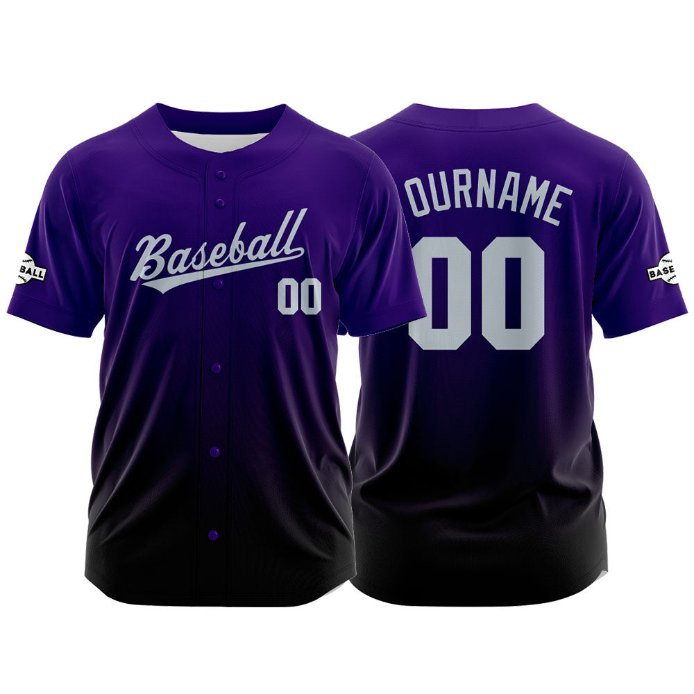Custom Full Print Design Authentic Baseball Jersey black-purple enthsush