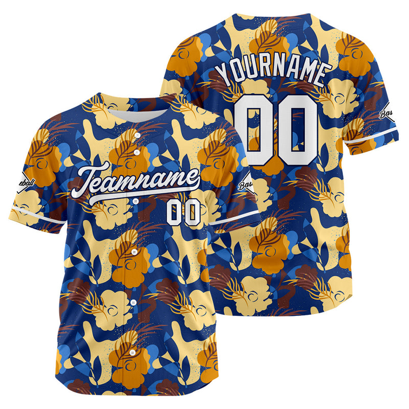 Custom Full Print Design Authentic Baseball Jersey brown-navy