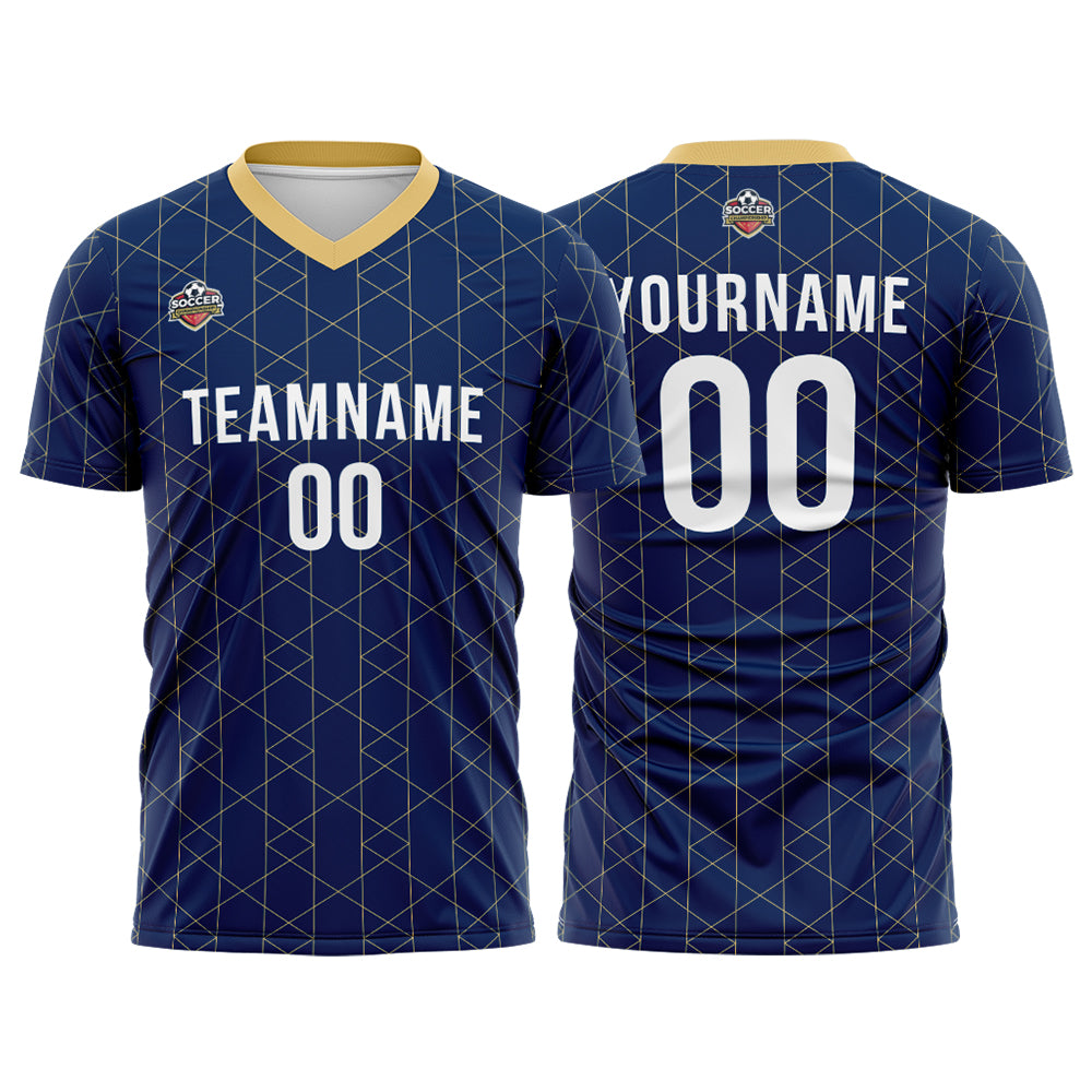 Custom Soccer Jerseys for Men Women Personalized Soccer Uniforms for Adult and Kid Navy-Gold enthsush