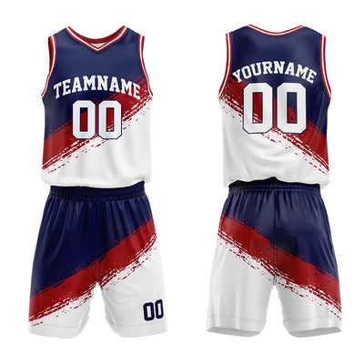 Custom Basketball Jersey Uniform Suit Printed Your Logo Name Number Navy-Red-White enthsush