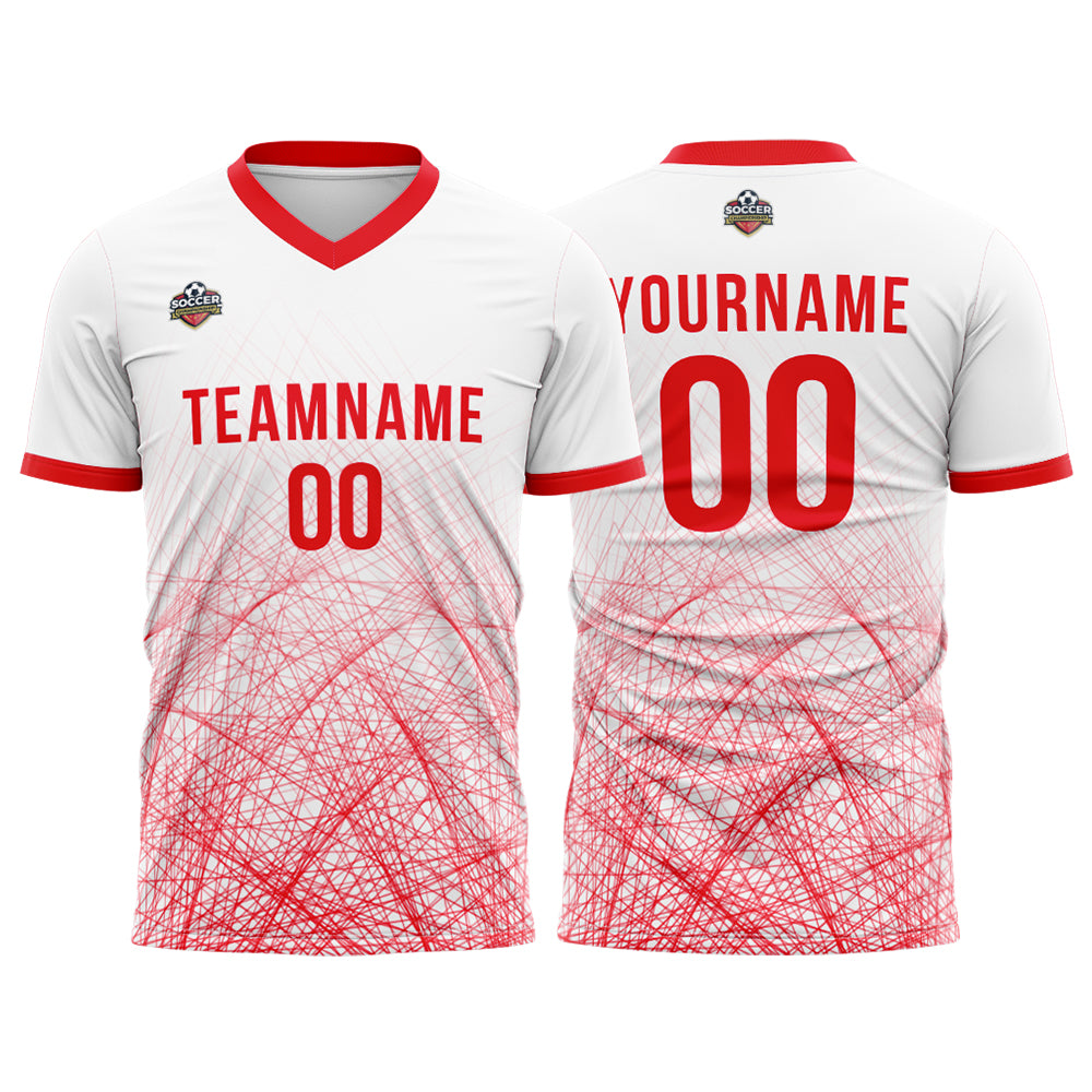 Custom Soccer Jerseys for Men Women Personalized Soccer Uniforms for Adult and Kid White-Red enthsush