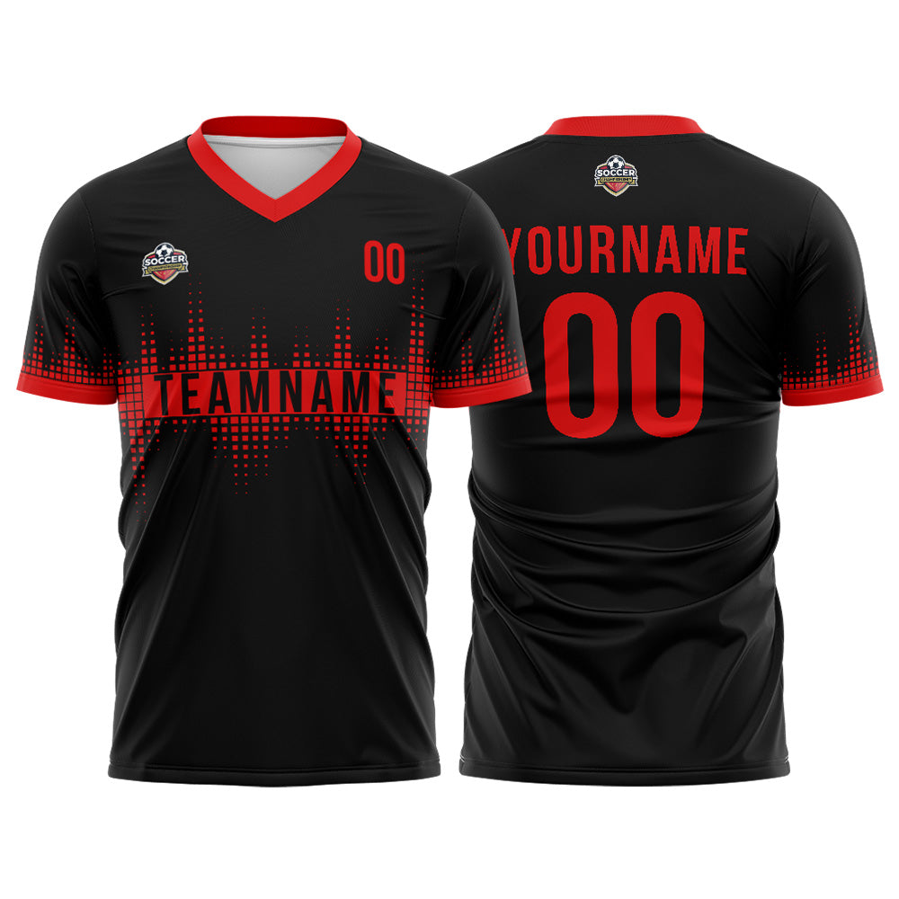 Custom Soccer Jerseys for Men Women Personalized Soccer Uniforms for Adult and Kid Black-Red enthsush