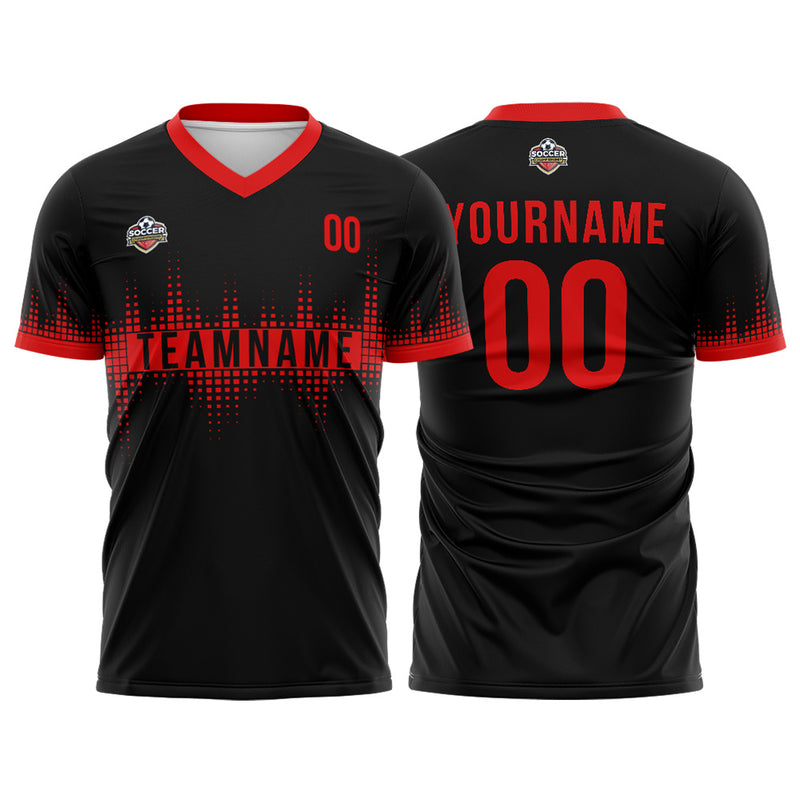 Custom Soccer Jerseys for Men Women Personalized Soccer Uniforms for Adult and Kid Black-Red
