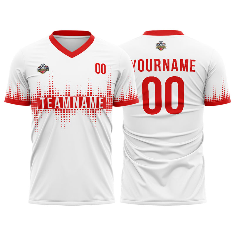Custom Soccer Jerseys for Men Women Personalized Soccer Uniforms for Adult and Kid White-Red