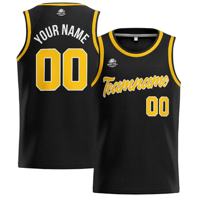 Custom Stitched Basketball Jersey for Men, Women  And Kids Black-Yellow enthsush
