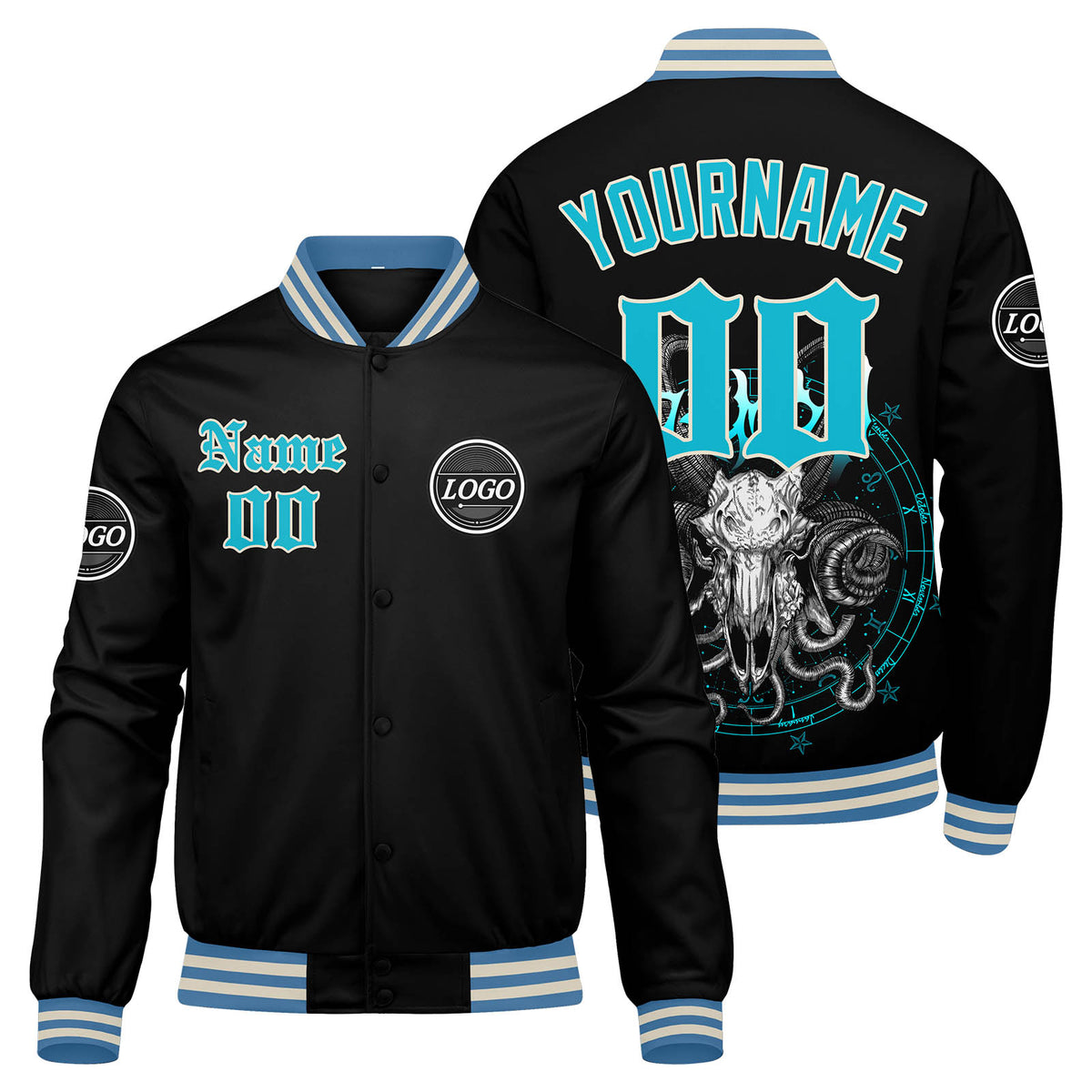 Custom Varsity Jacket Letterman jacket for Men, Women and Youth Light Blue enthsush