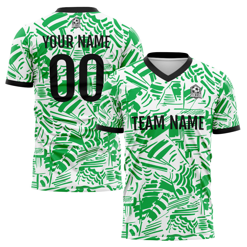 Custom Soccer Jerseys for Men Women Personalized Soccer Uniforms for Adult and Kid Green&White&Black enthsush