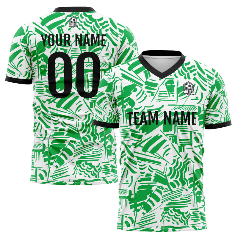 Custom Soccer Jerseys for Men Women Personalized Soccer Uniforms for Adult and Kid Green&White&Black