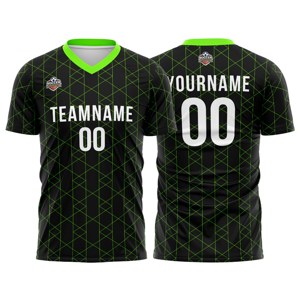 Custom Soccer Jerseys for Men Women Personalized Soccer Uniforms for Adult and Kid Black-Neon Green enthsush