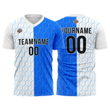 Custom Soccer Jerseys for Men Women Personalized Soccer Uniforms for Adult and Kid White-Blue