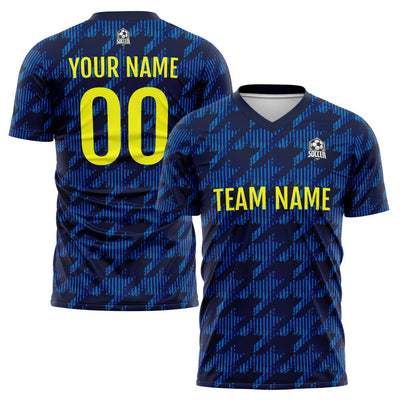Custom Soccer Jerseys for Men Women Personalized Soccer Uniforms for Adult and Kid Navy&Yellow enthsush