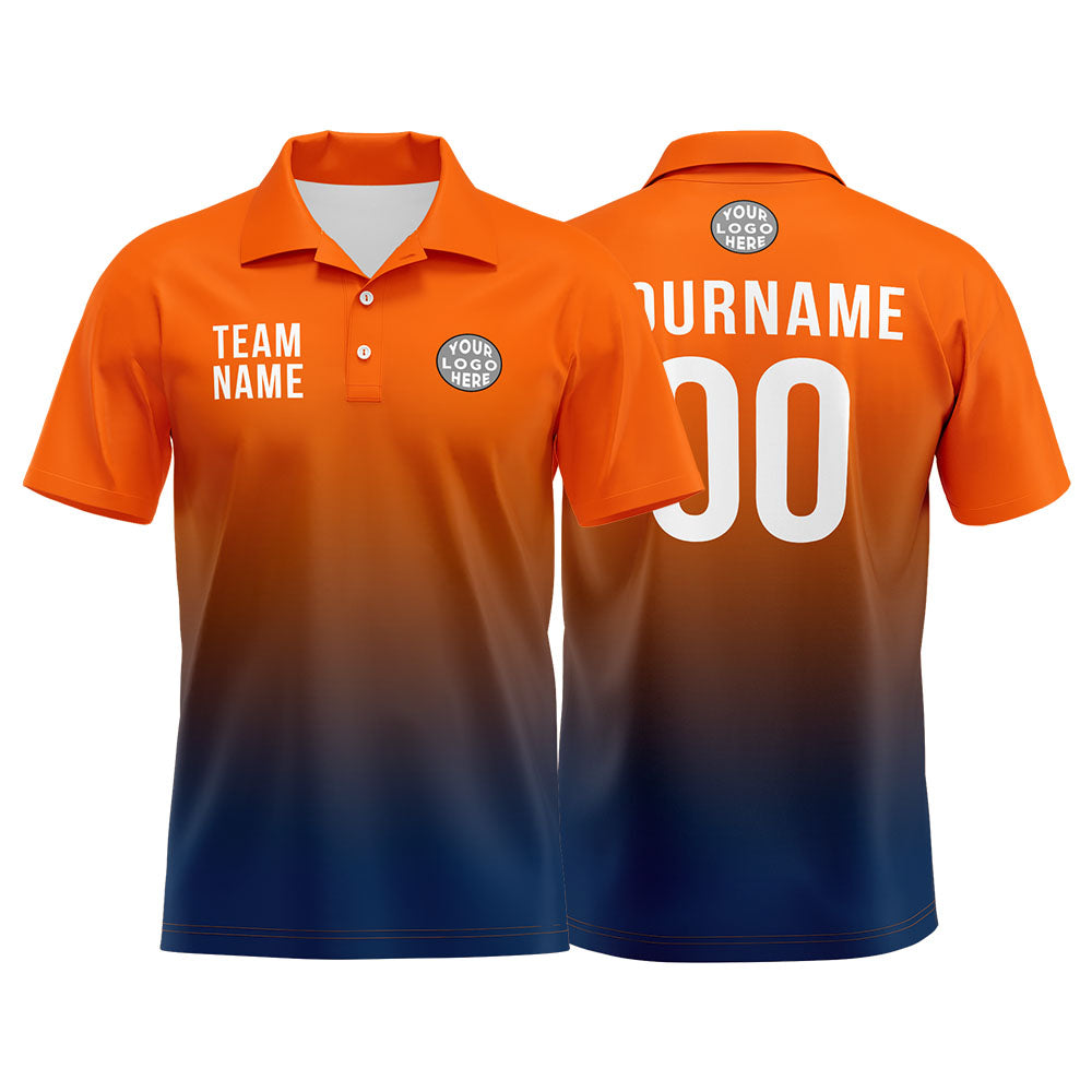 Custom Orange Navy Football Polo Shirts Add Your Unique Logo/Name/Number enthsush