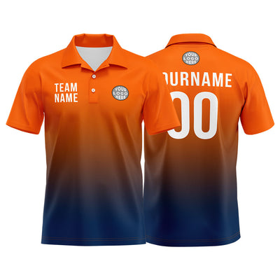 Custom Orange Navy Football Polo Shirts Add Your Unique Logo/Name/Number enthsush