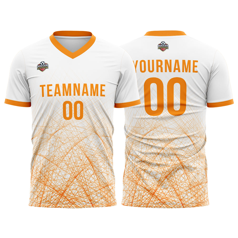 Custom Soccer Jerseys for Men Women Personalized Soccer Uniforms for Adult and Kid White-Orange enthsush
