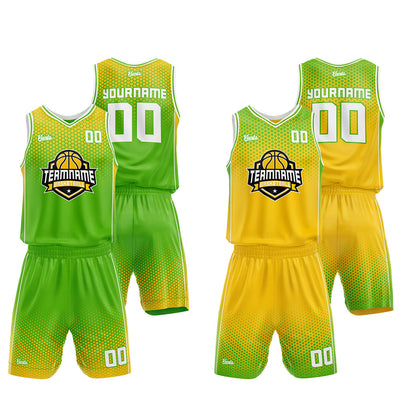 Custom Basketball Jersey Uniform Suit Printed Your Logo Name Number Green-Yellow enthsush