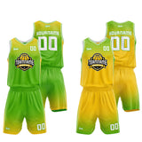 Custom Basketball Jersey Uniform Suit Printed Your Logo Name Number Green-Yellow
