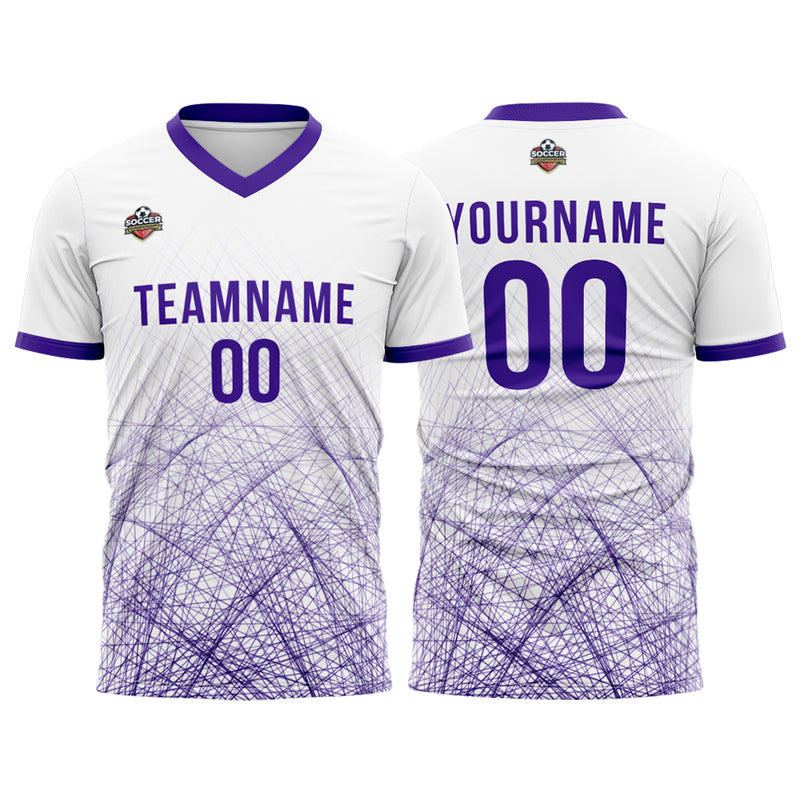 Custom Soccer Jerseys for Men Women Personalized Soccer Uniforms for Adult and Kid White-Purple