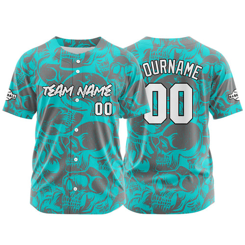 Custom Baseball Jersey Personalized Baseball Shirt for Men Women Kids Youth Teams Stitched and Print Light Blue&Grey enthsush
