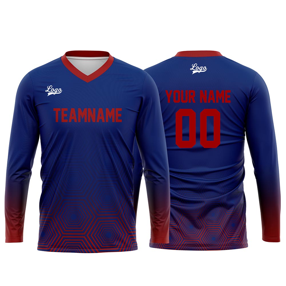 Custom Red Dark Blue Basketball Soccer Football Shooting Long T-Shirt for Adults and Kids enthsush
