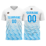 Custom Soccer Jerseys for Men Women Personalized Soccer Uniforms for Adult and Kid White-Light Blue