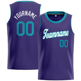 Custom Stitched Basketball Jersey for Men, Women And Kids Purple-Teal-White