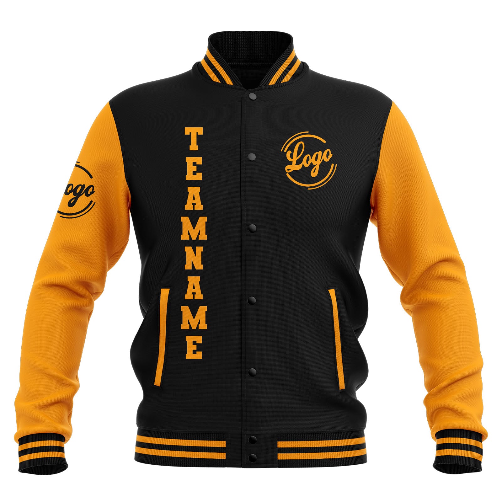 Custom Black Yellow Waterproof Varsity Jackets Personalized Stitched Name Number Logo to Letterman Jackets enthsush