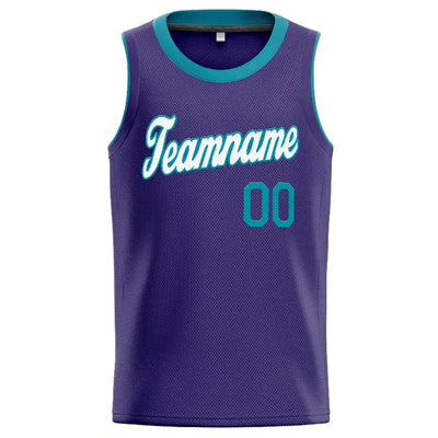 Custom Stitched Basketball Jersey for Men, Women And Kids Purple-Teal-White enthsush
