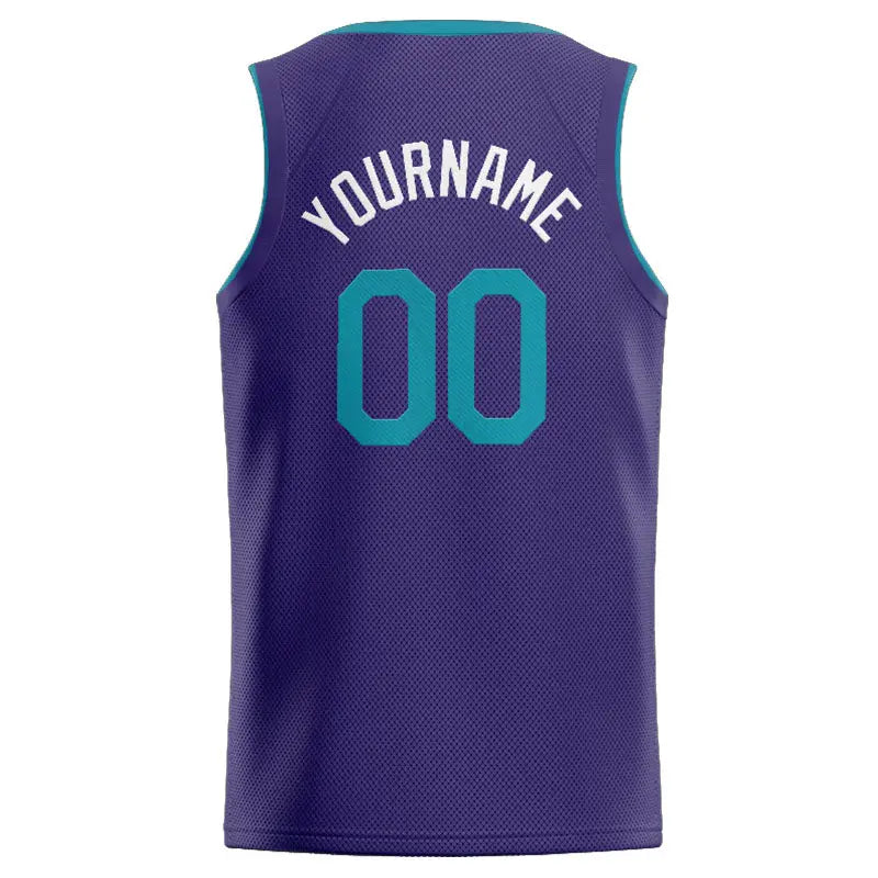 Custom Stitched Basketball Jersey for Men, Women And Kids Purple-Teal-White enthsush